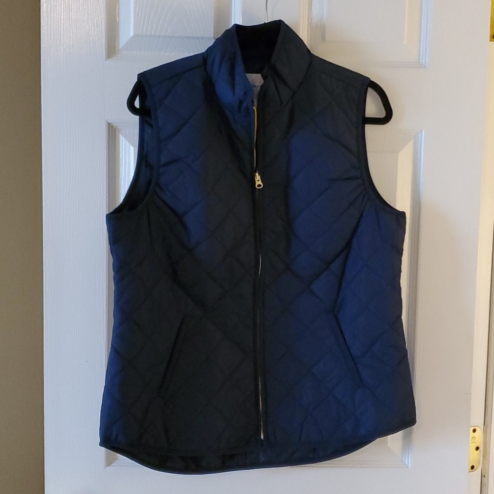 Old Navy quilted navy blue vest w/ gold zipper